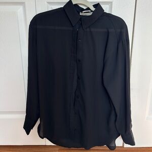 Abercrombie and Fitch Women's Sheer Black Button Up Blouse